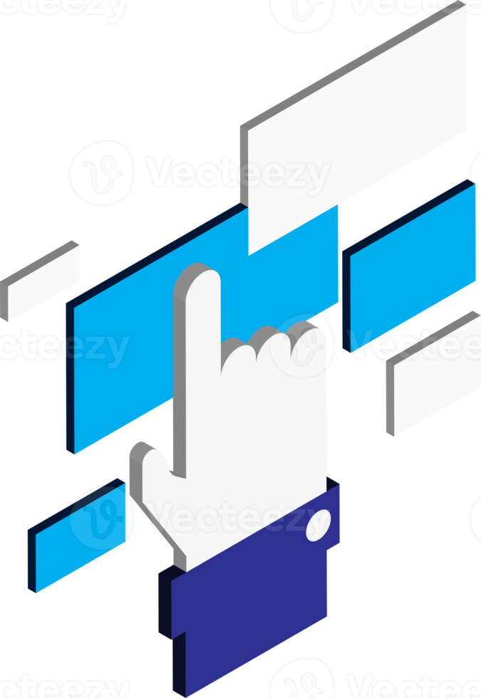 hands and applications illustration in 3D isometric style png
