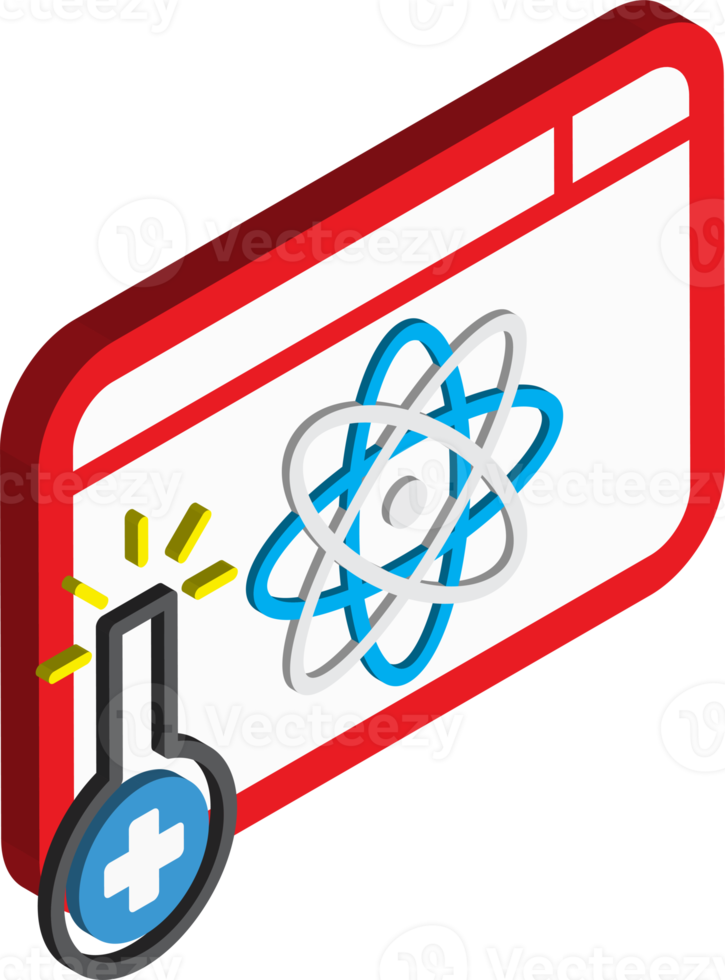 Science and Molecules illustration in 3D isometric style png