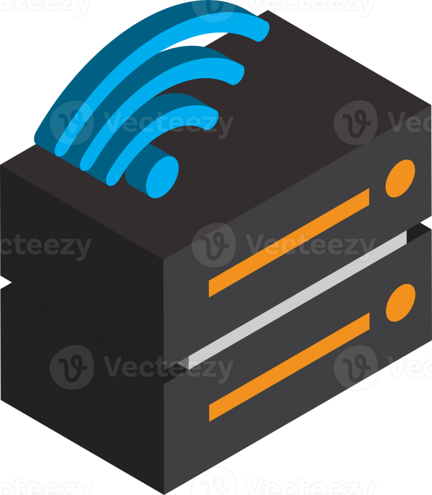 Servers and Storage illustration in 3D isometric style png
