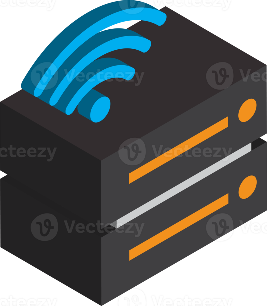 servidores e ilustração de armazenamento em estilo 3d isométrico png