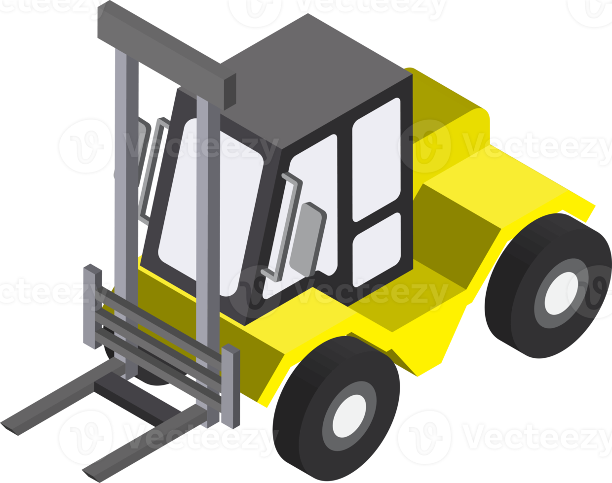 forklift machine illustration in 3D isometric style png