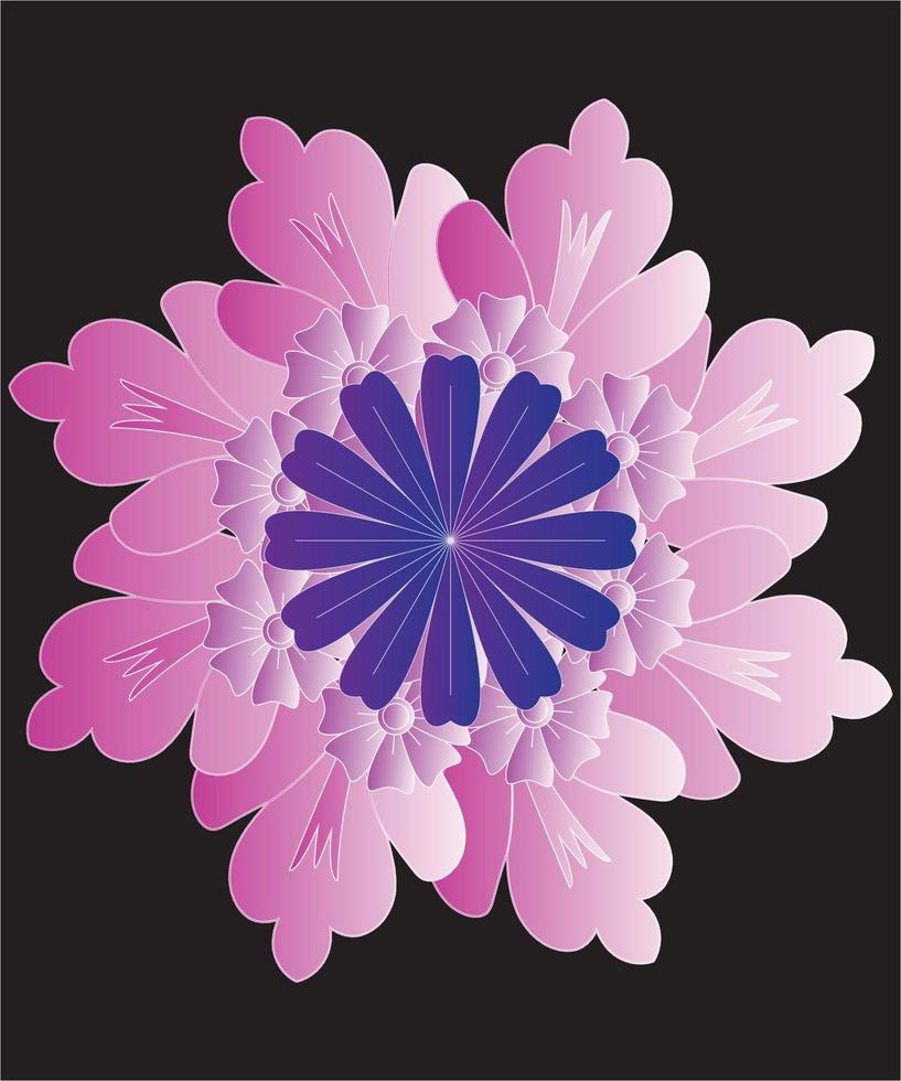 Gradient floral and doodle vector
