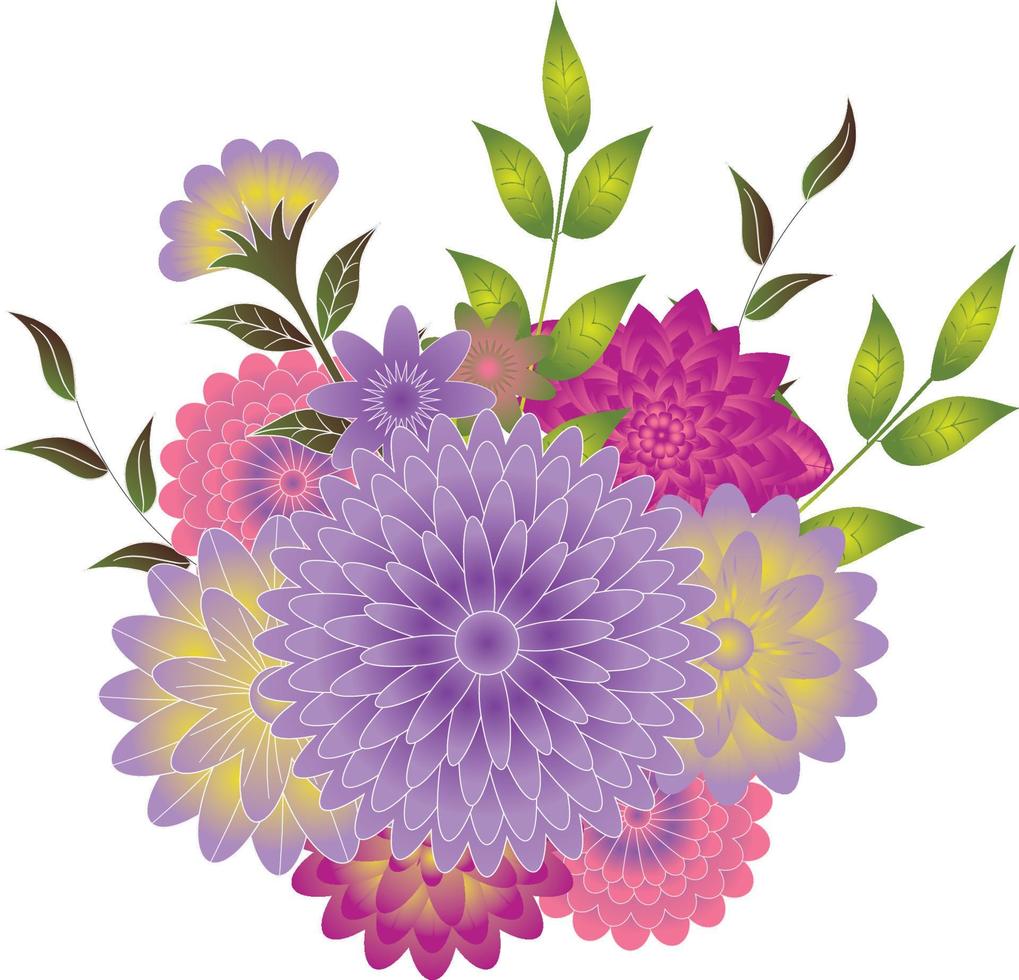 gradiente floral y garabato vector