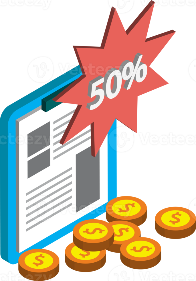 financial documents illustration in 3D isometric style png