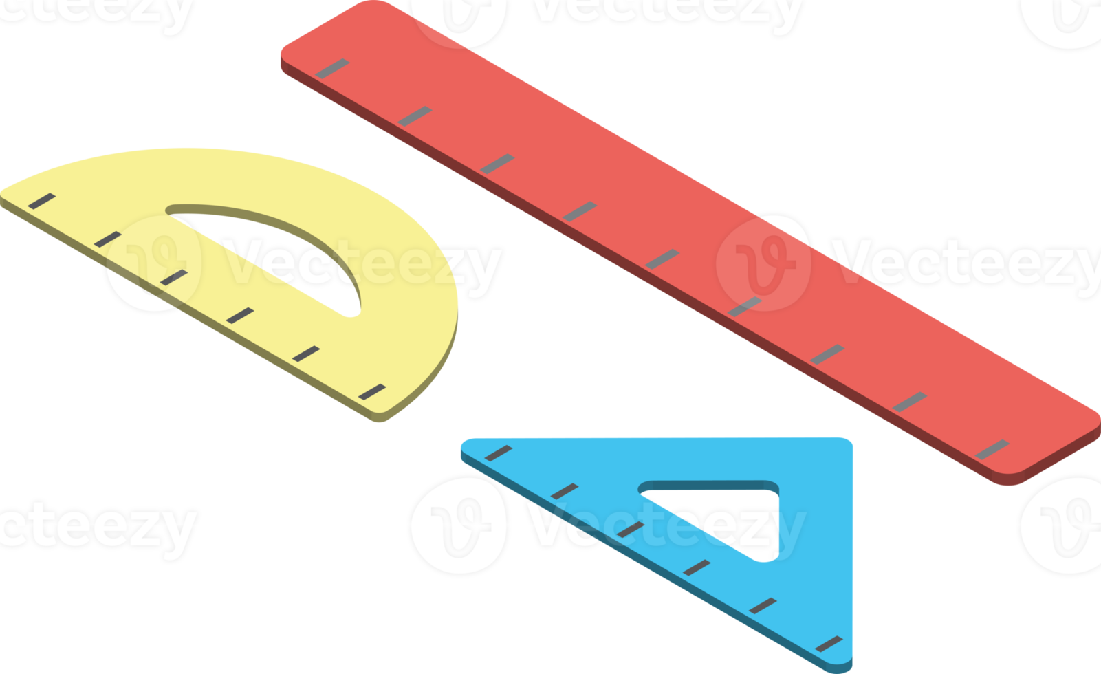 ilustración de regla en estilo isométrico 3d png