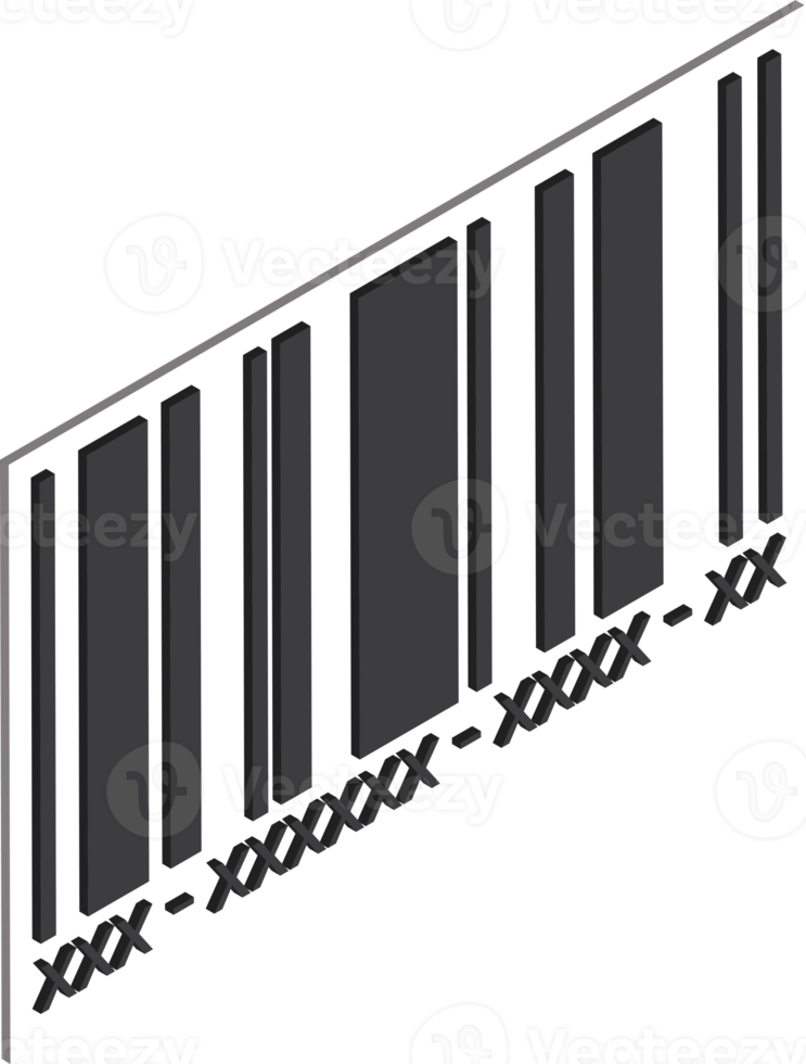 barcode-illustration im isometrischen 3d-stil png