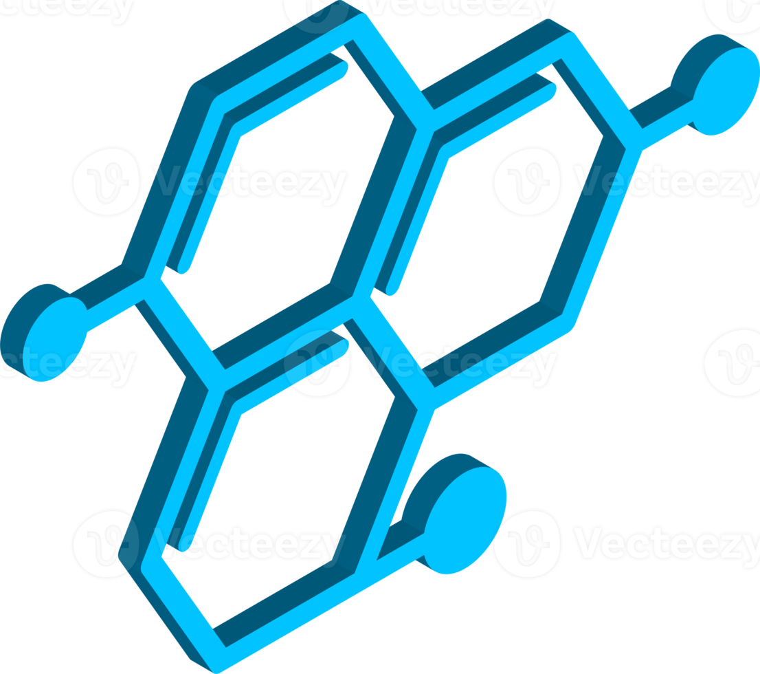 atoms and molecules illustration in 3D isometric style png