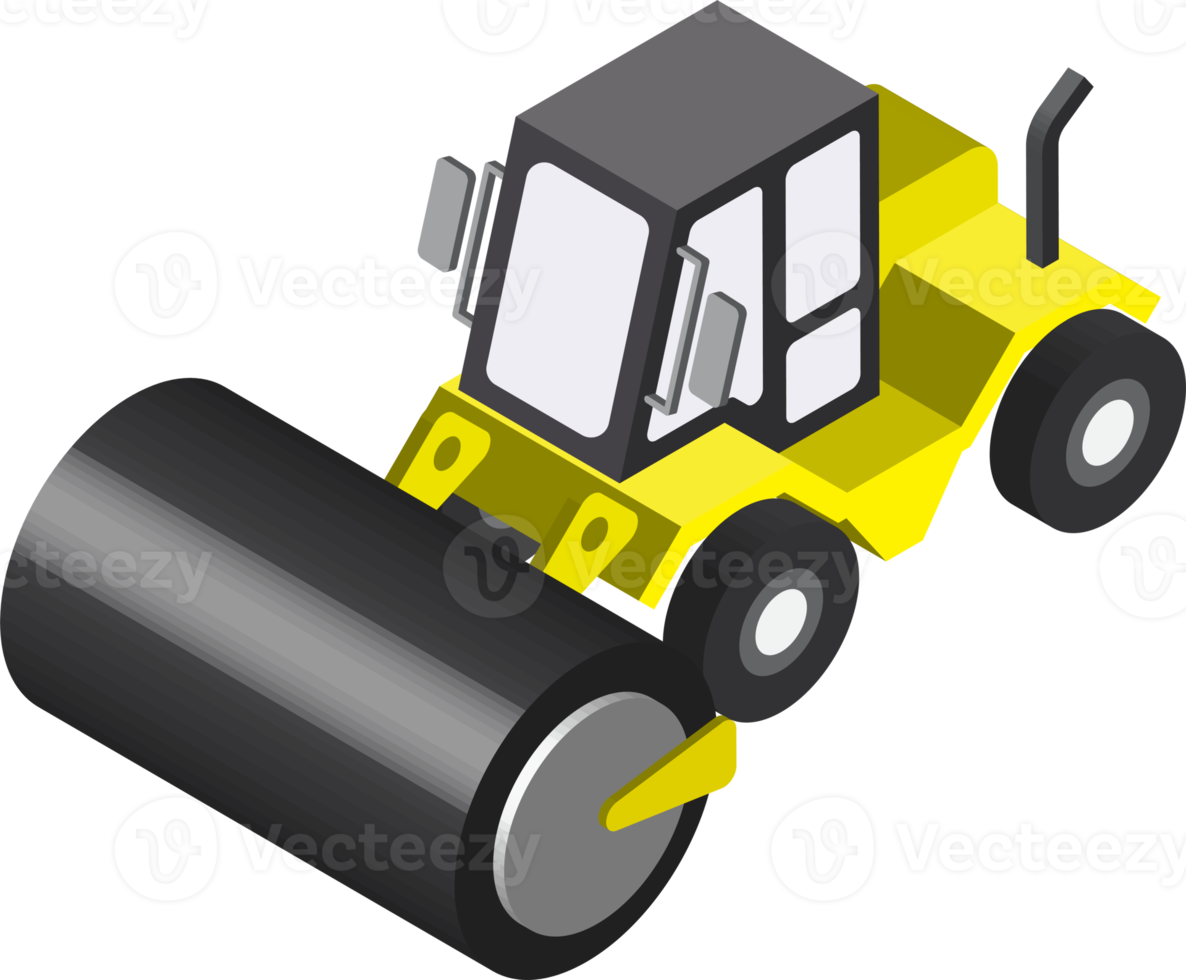 straßenwalzenillustration im isometrischen 3d-stil png