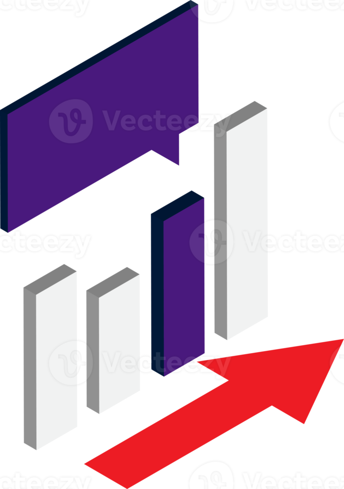 graphique boursier et illustration de la croissance dans un style isométrique 3d png