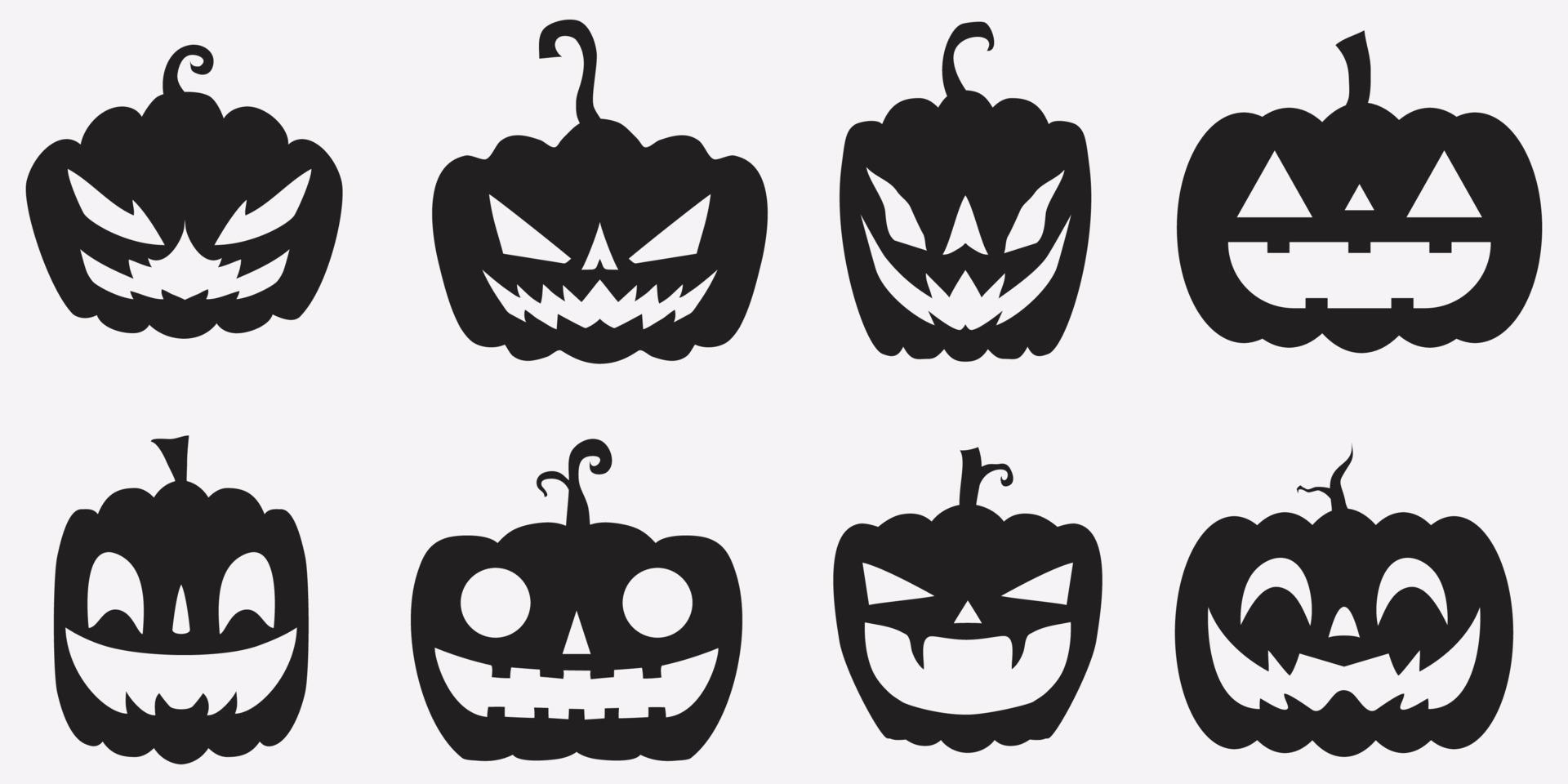 set scary pumpkin silhouette for halloween ornament vector EPS10