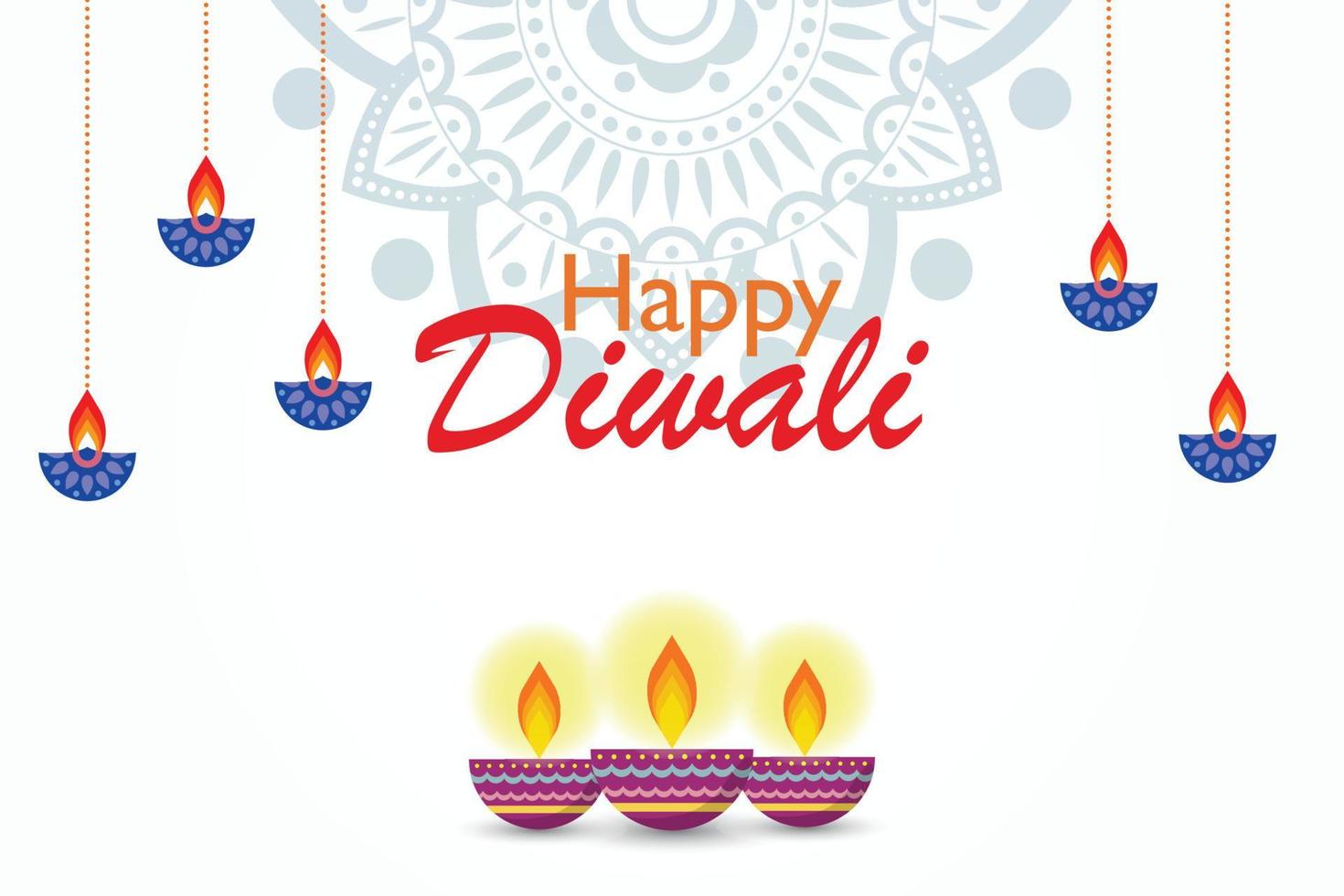 happy diwali. festivals of light india white background vector illustration EPS10
