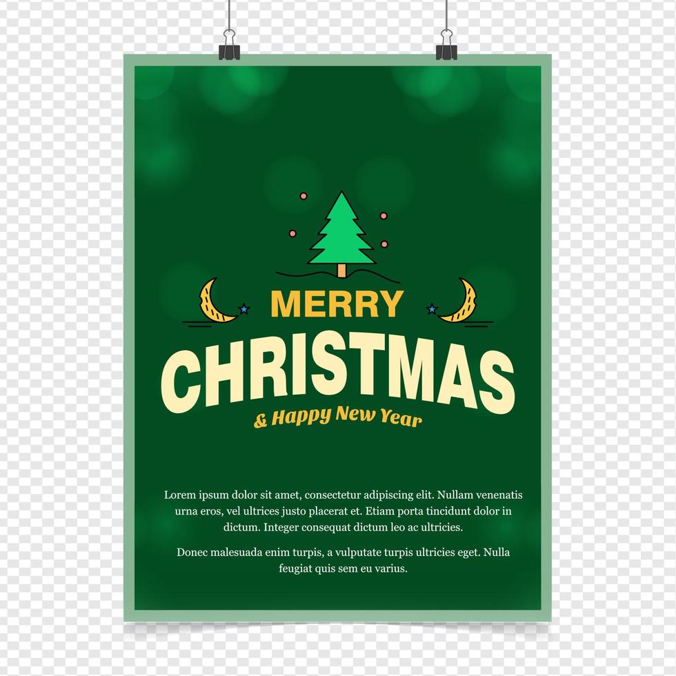 Christmas greetings card with typography and green background vector