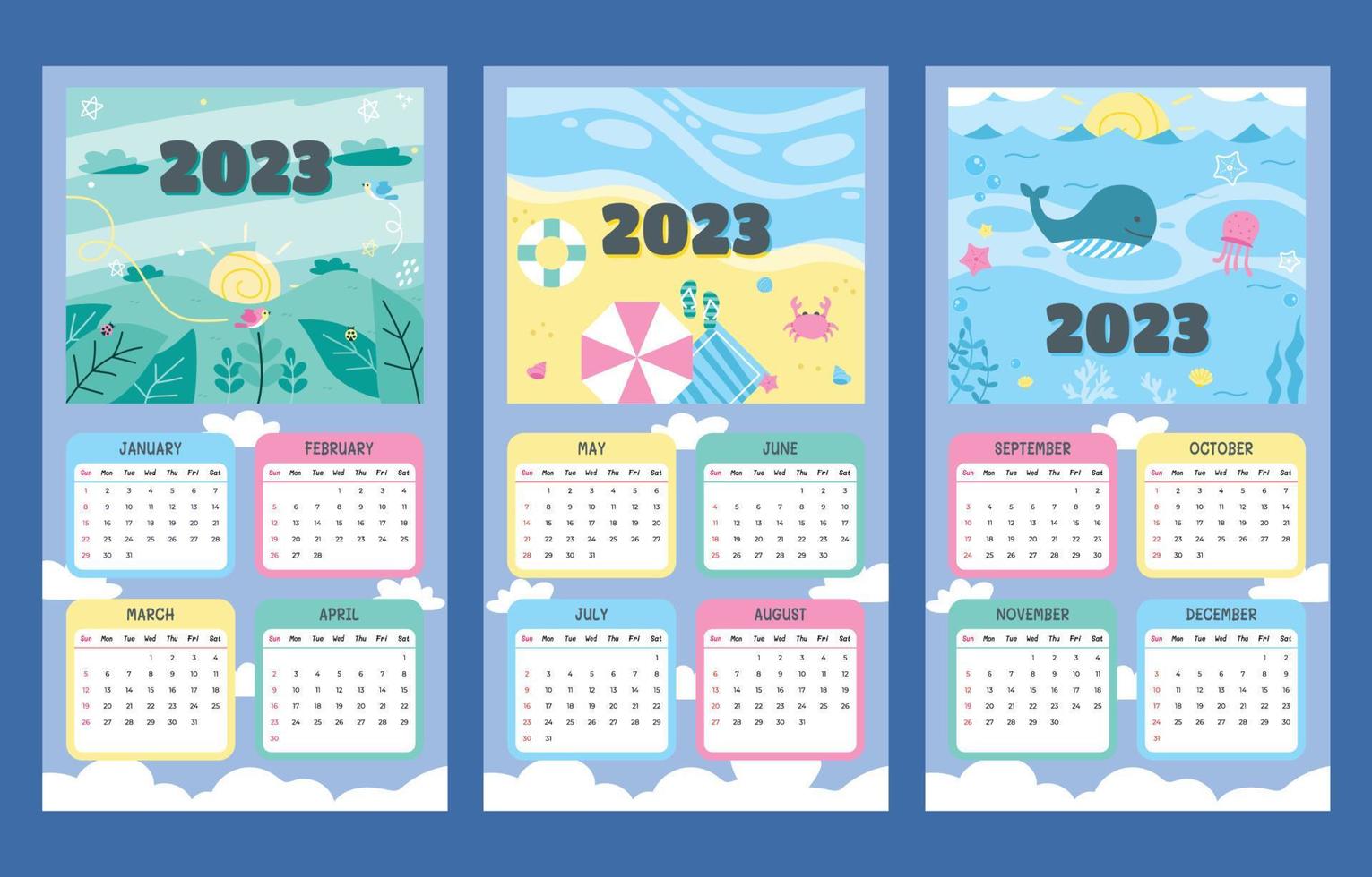 Cute Calendar 2023 vector