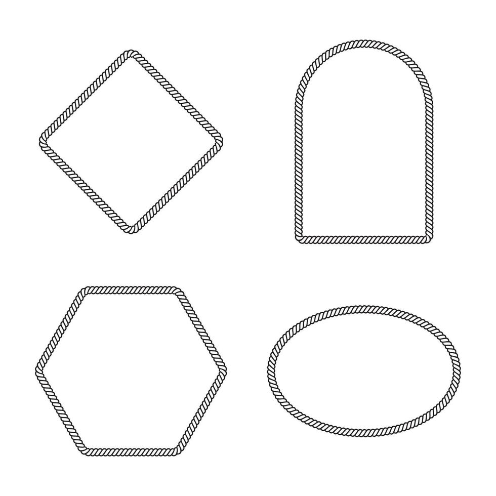 Conjunto de ilustración de vector de marco de patrón de círculo de borde de cuerda