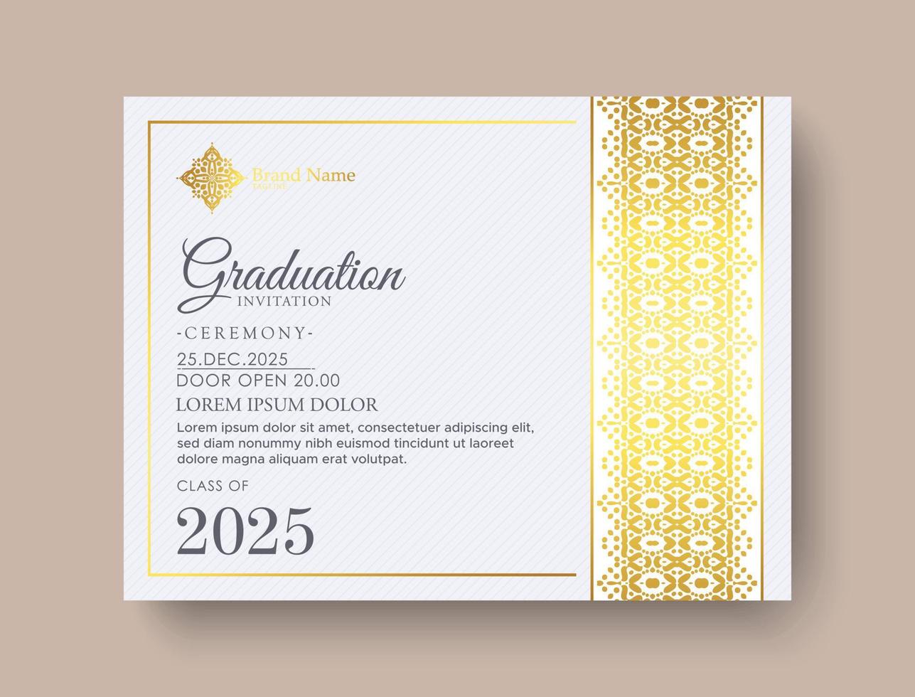 elegante plantilla de invitación de graduación con borde ornamental vector