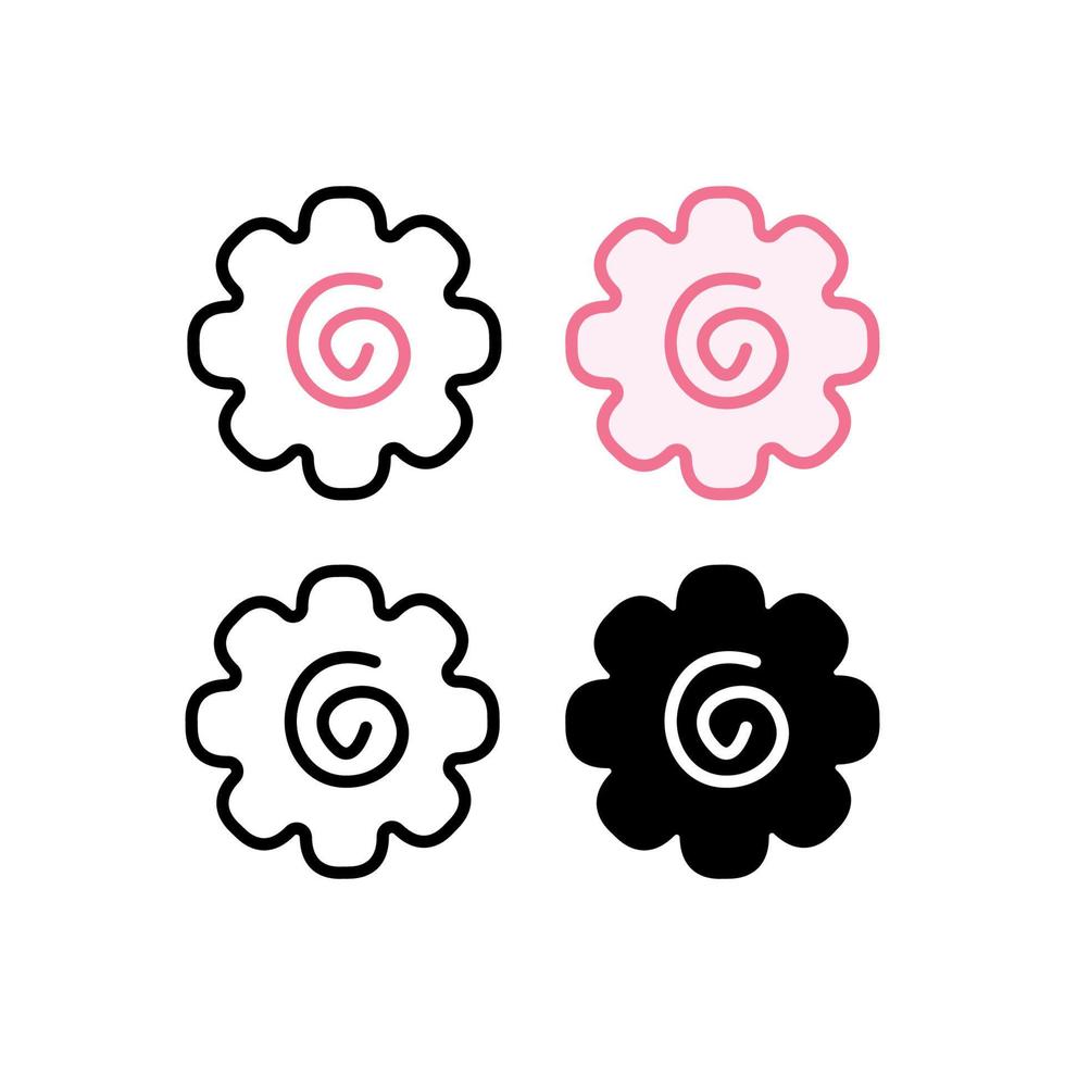 Narutomaki or kamaboko surimi vector icon in outline and filled style. Traditional Japanese naruto steamed fish cake with pink swirl in the center. Topping for ramen noodle soup isolated illustration