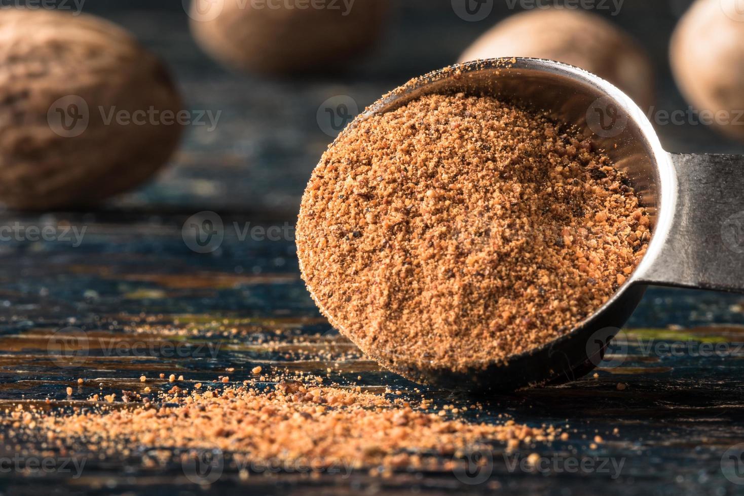 Ground Nutmeg Spilled from a Teaspoon 14376599 Stock Photo at Vecteezy