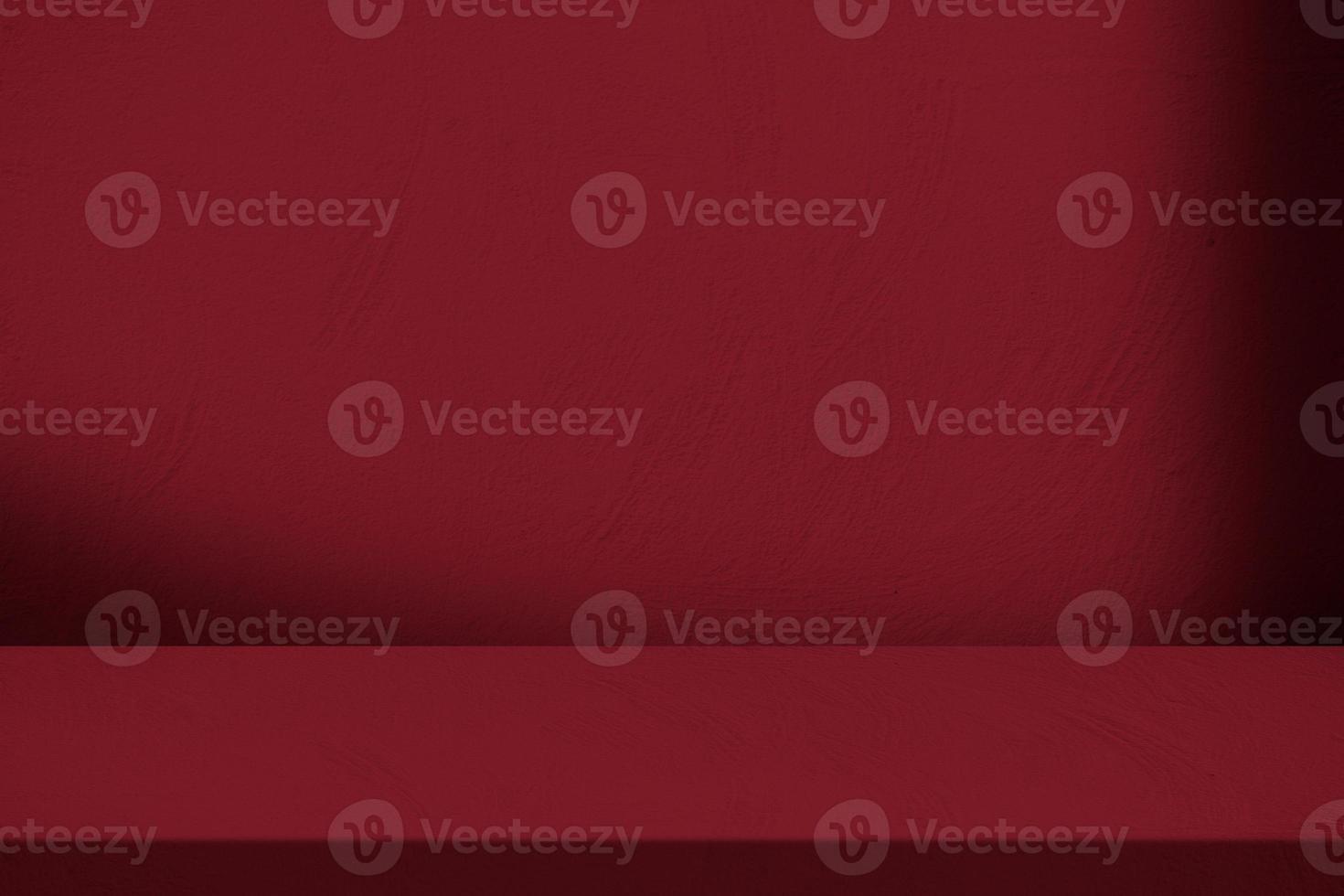 Stucco Table with White Wall Texture Background with Light Beam and Shadow in Scarlet Sage Tone, Suitable for Product Presentation Backdrop, Display, and Mock up. photo