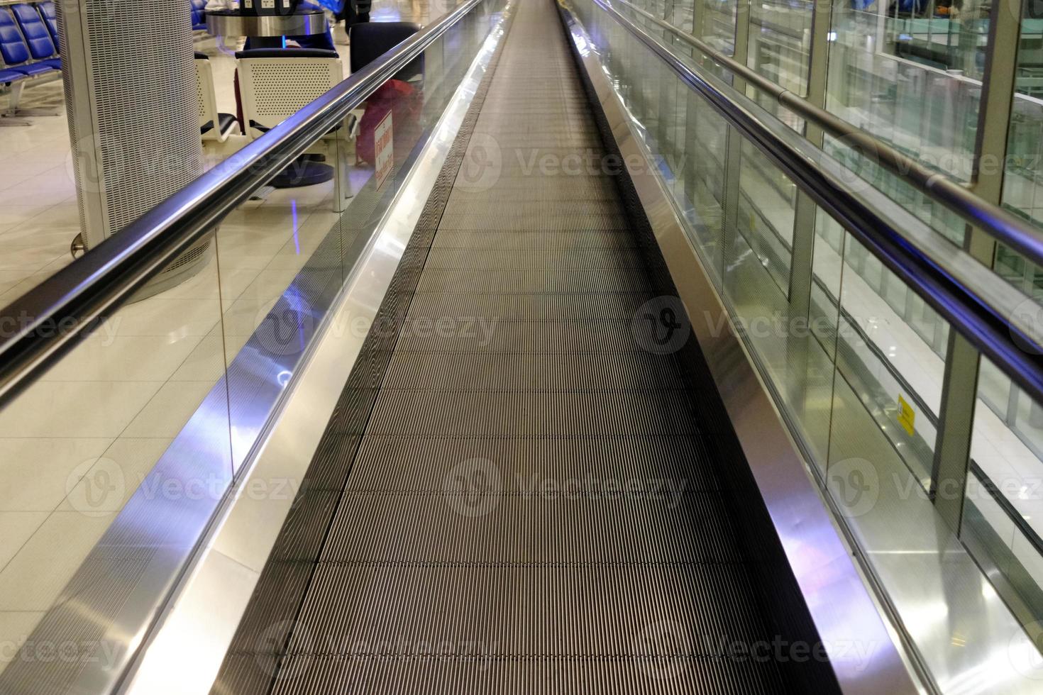 Close up Long Escalator in the Airport. photo