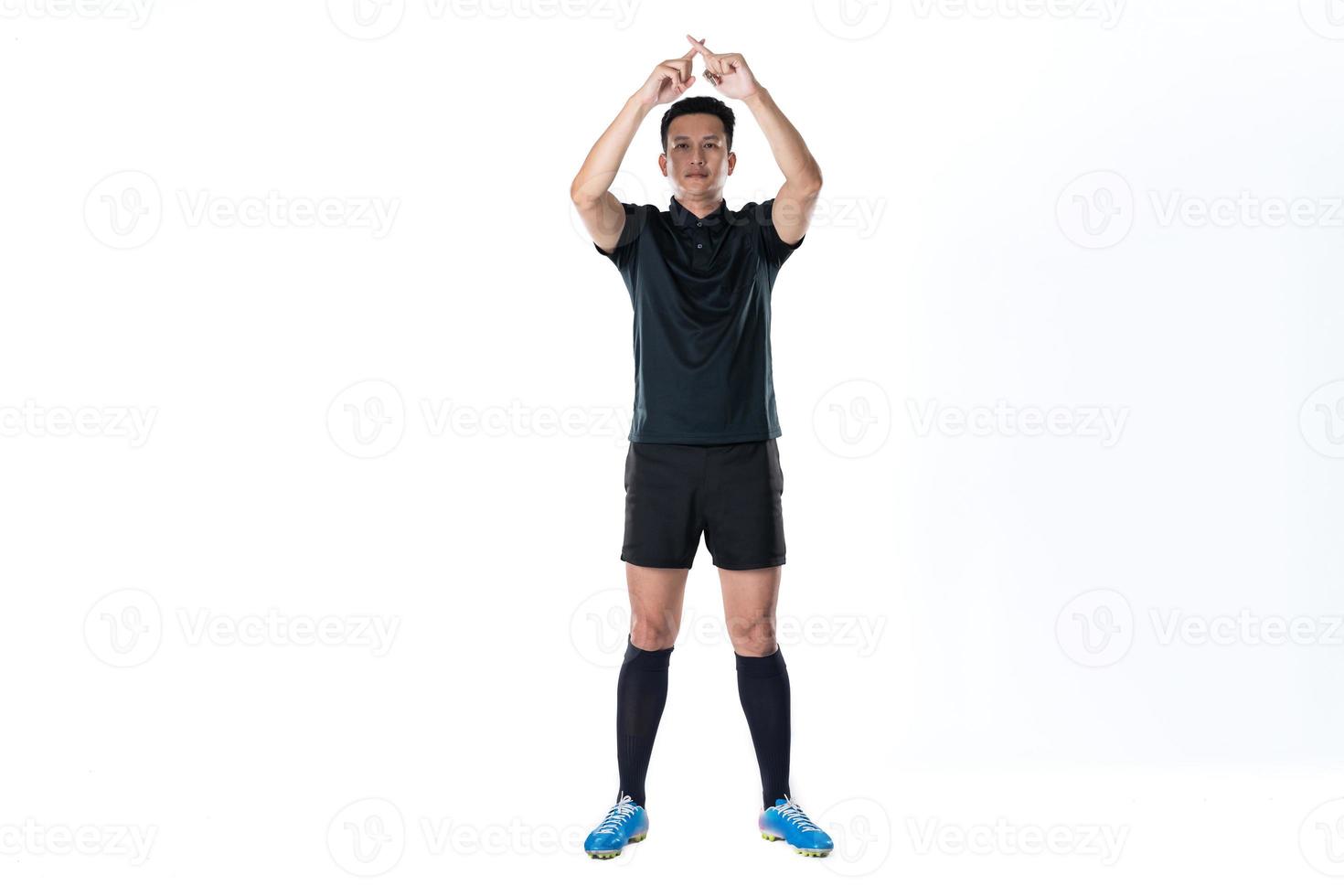 Football referee showing VAR symbol. photo