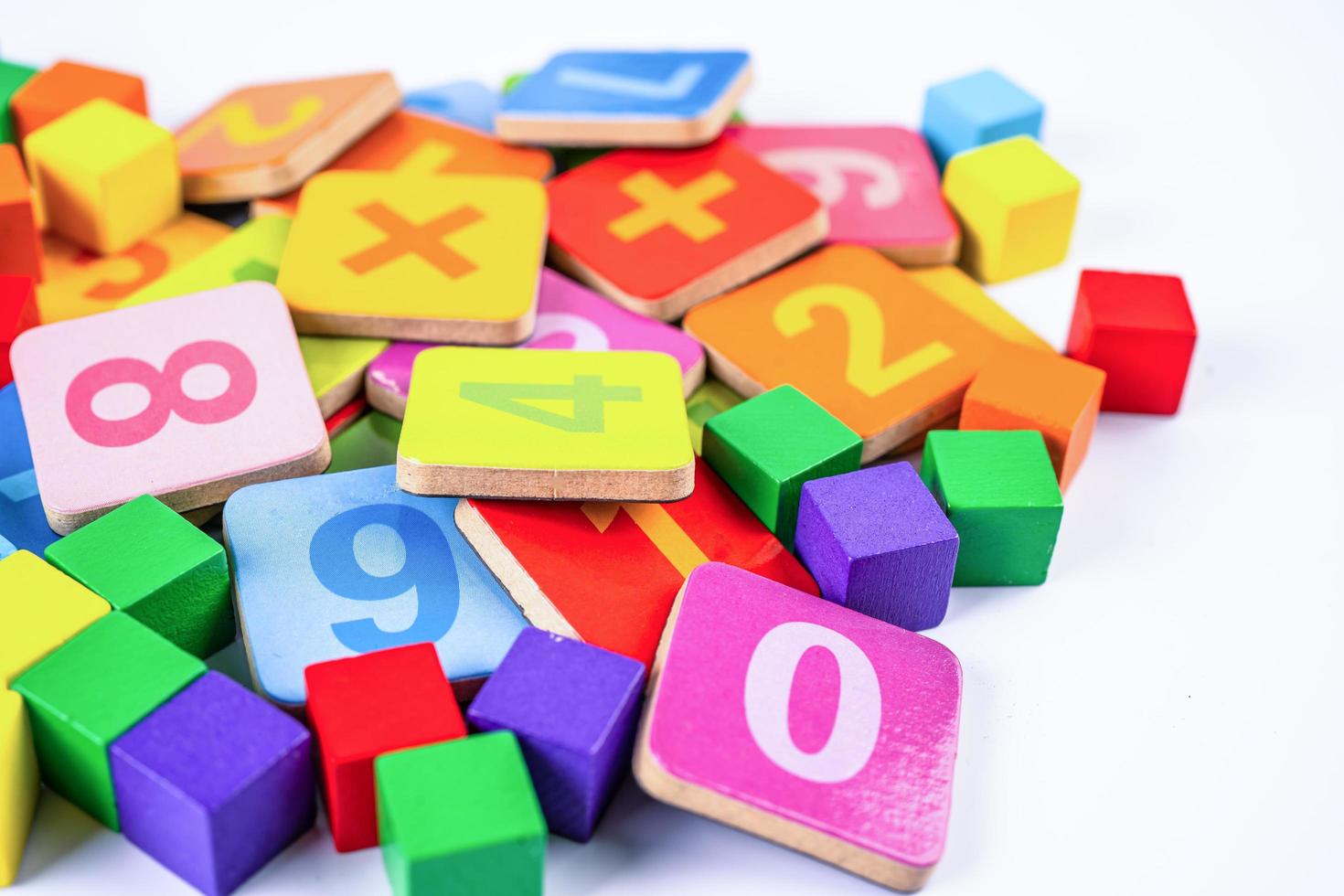 Math number colorful on white background, education study mathematics learning teach concept. photo