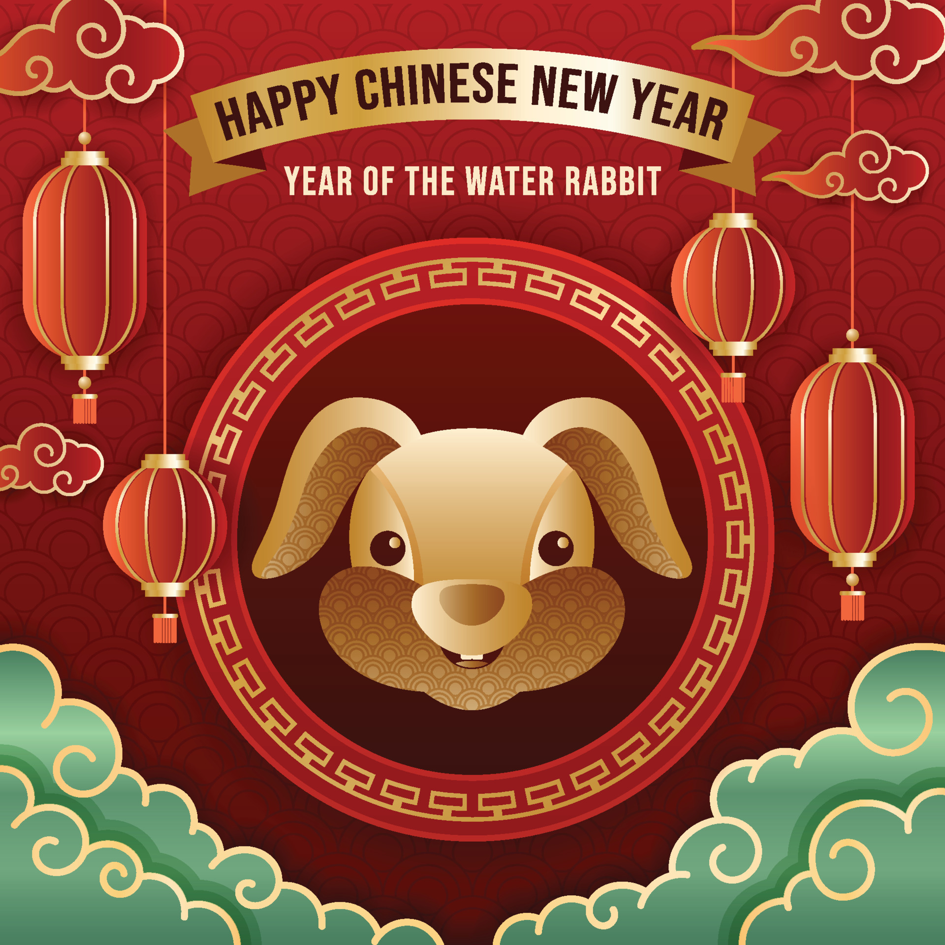 Chinese New Year of the Water Rabbit 14377178 Vector Art at Vecteezy