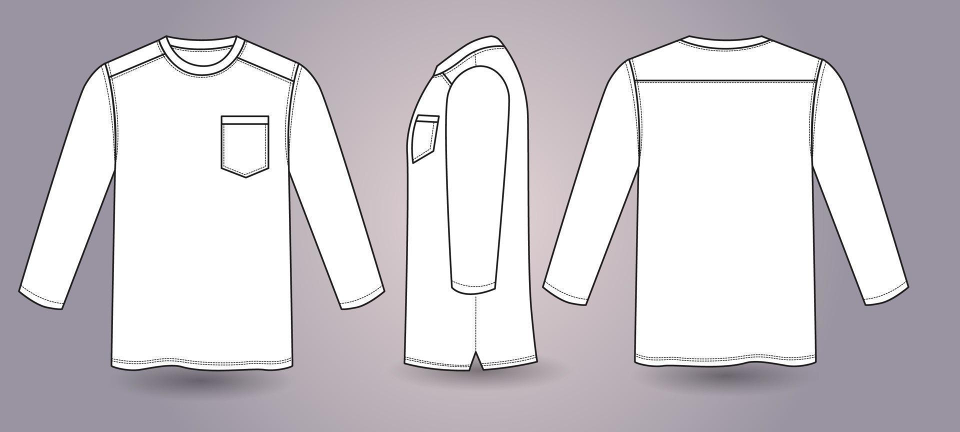 Outline Tshirt Long Sleeve Template vector