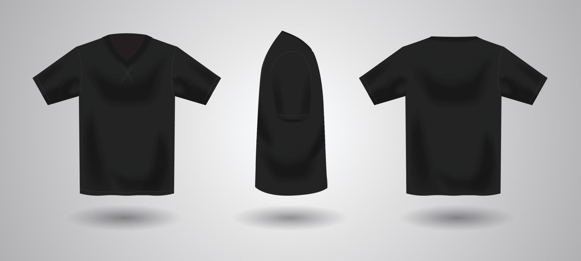 Realistic Black V-Neck Template vector