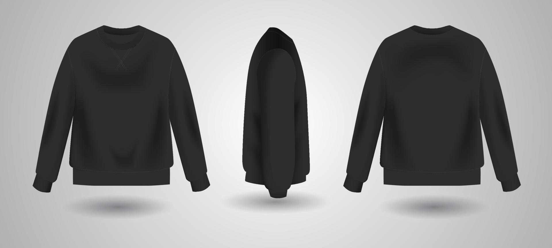 Realistic Black Crew Neck Template vector