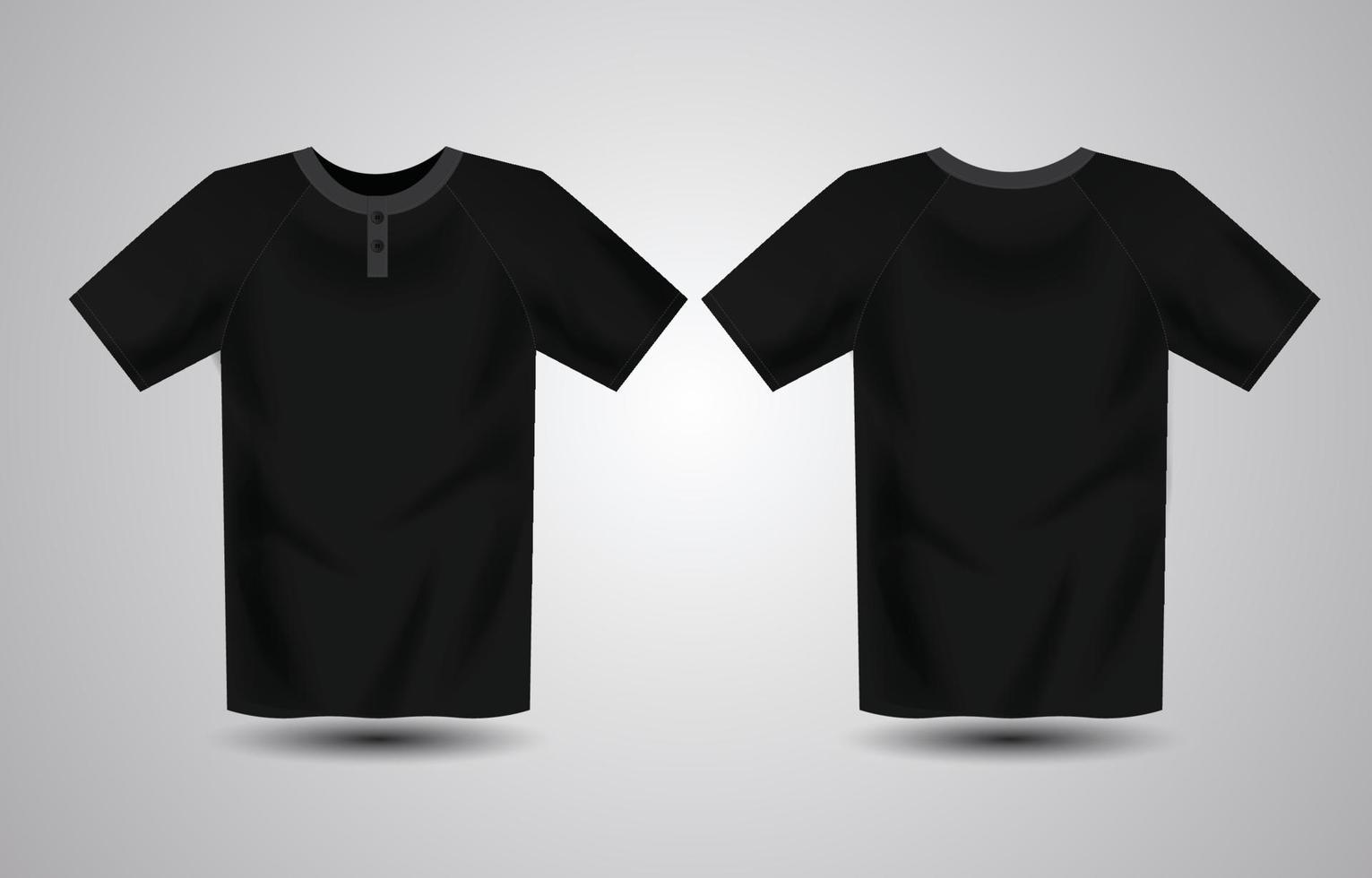 Realistic Black Henley Shirt Template vector