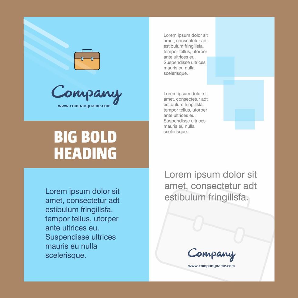 Breifcase Company Brochure Title Page Design Company profile annual report presentations leaflet Vector Background