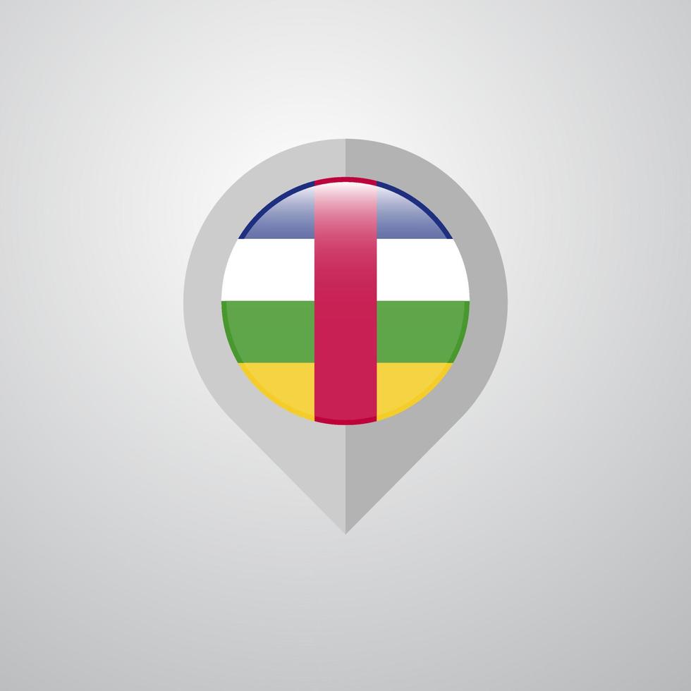 puntero de navegación del mapa con el vector de diseño de la bandera de la república centroafricana