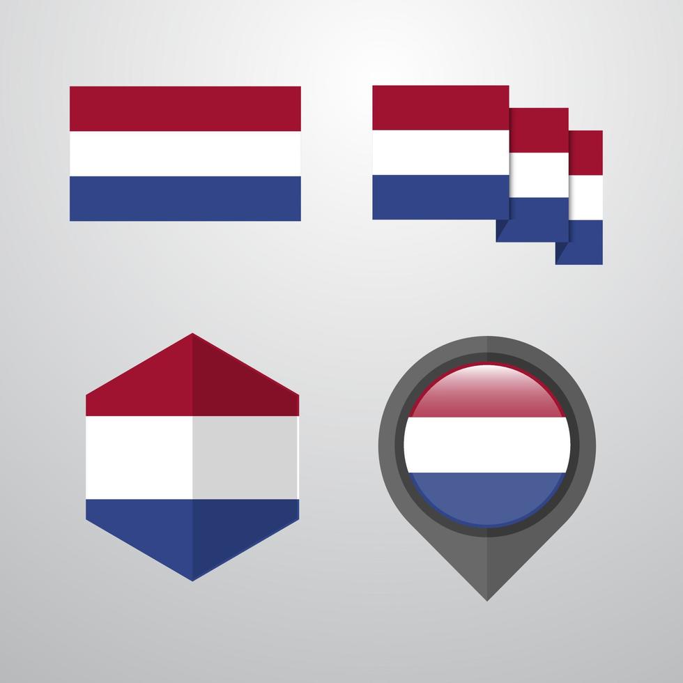 Netherlands flag design set vector