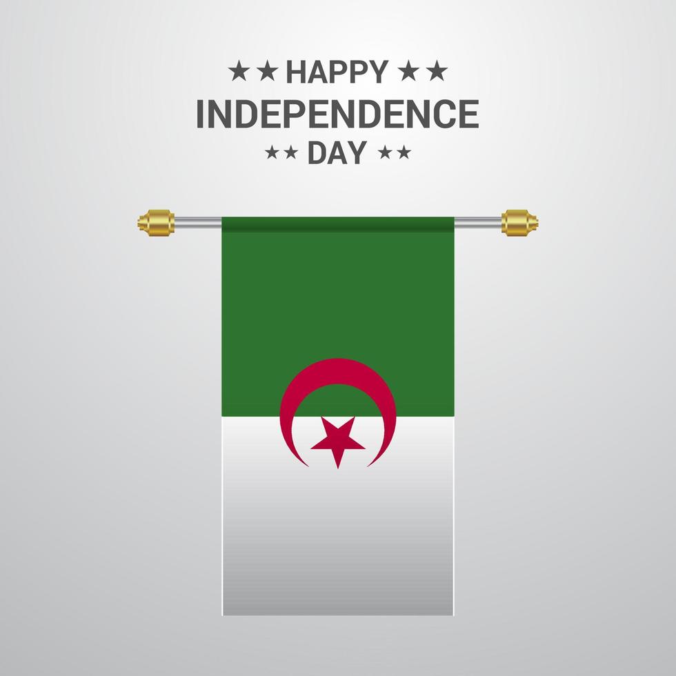 Alegeria Independence day hanging flag background vector