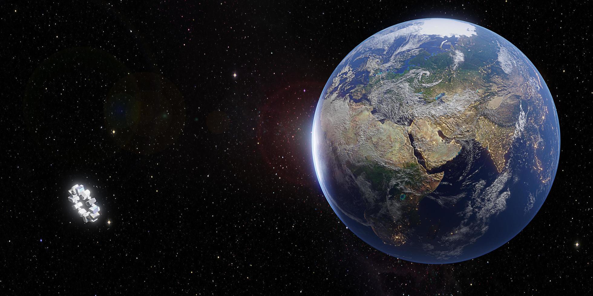 Space station Floating in earth orbit 3d illustration photo