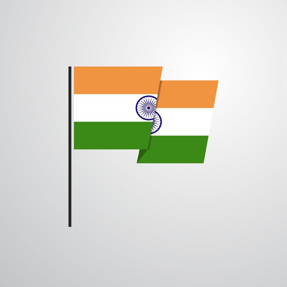 vector de diseño de bandera ondeante de india