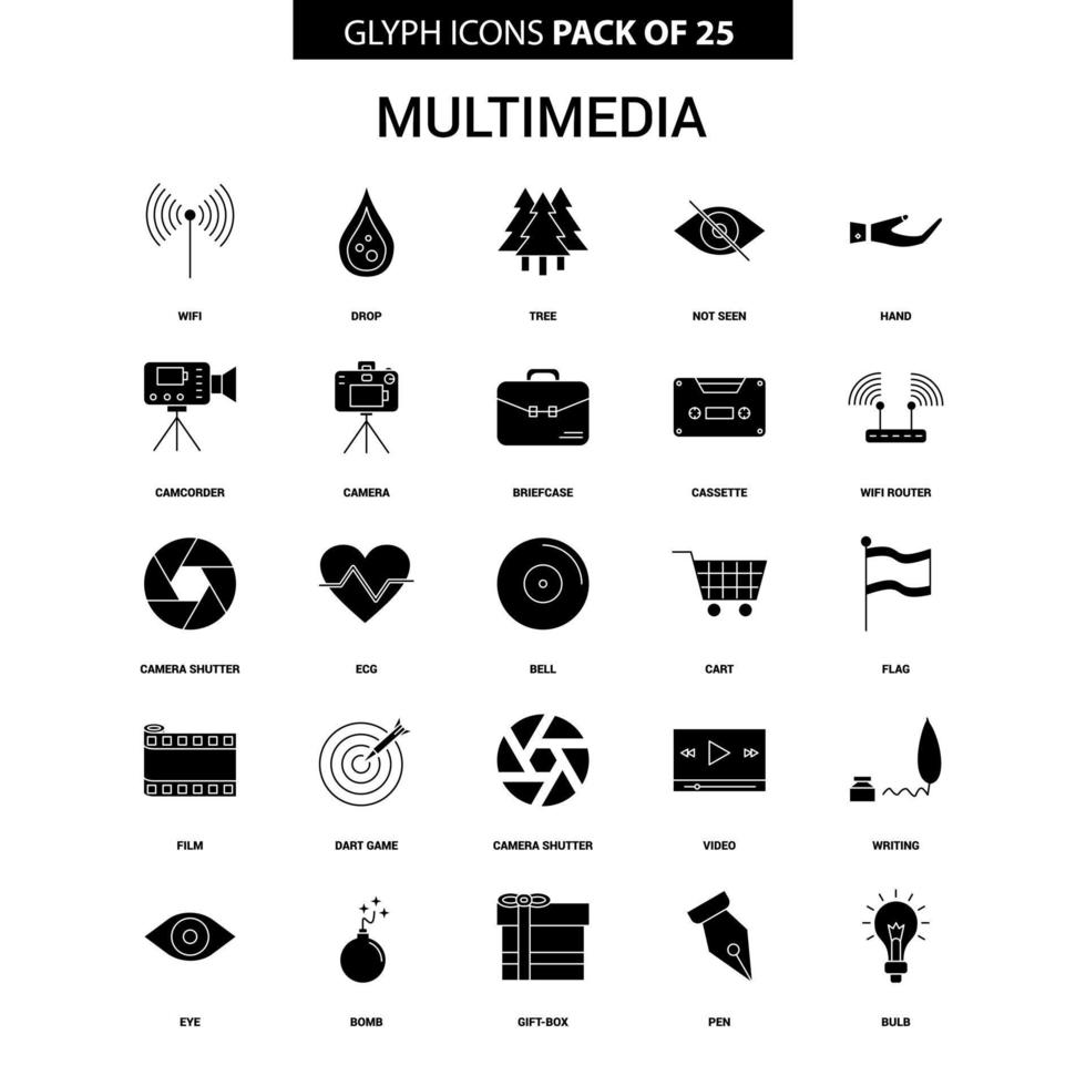 Multimedia Glyph Vector Icon set