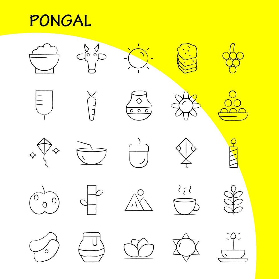 pongal paquete de iconos dibujados a mano para diseñadores y desarrolladores iconos de flor herbal lily lotus spa bambú belleza spa vector