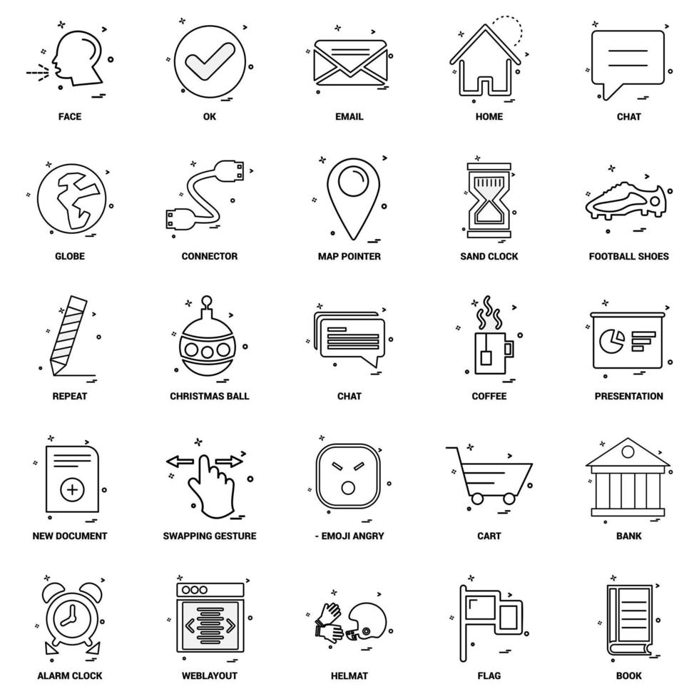 25 Business Concept Mix Line Icon set vector