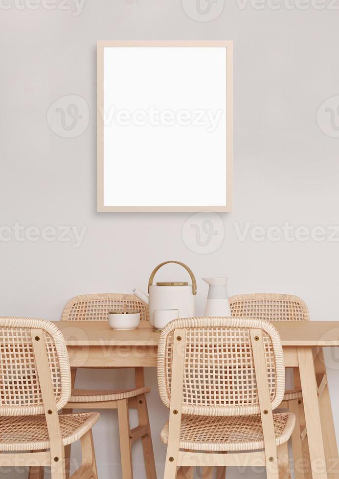 1913. Beige interior frame mockup photo