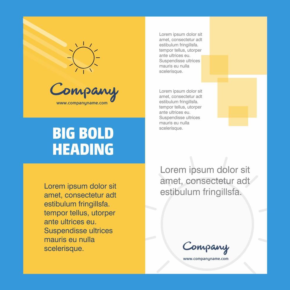 Sun Company Brochure Title Page Design Company profile annual report presentations leaflet Vector Background