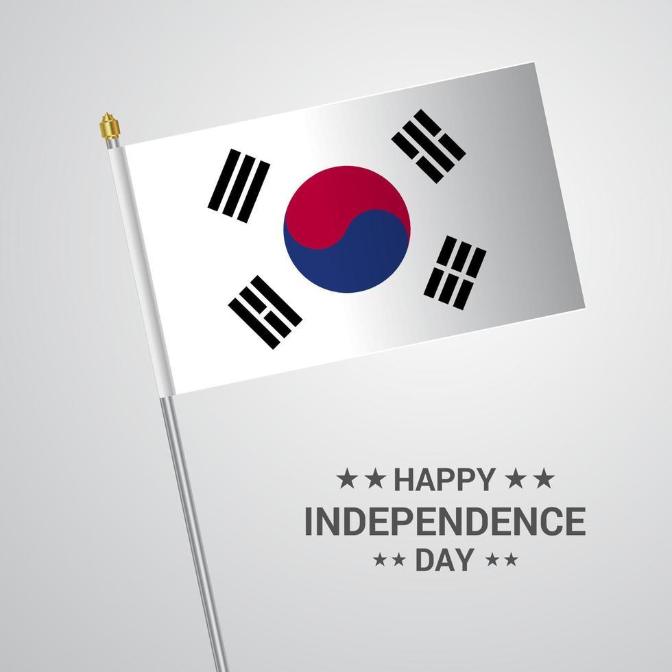 diseño tipográfico del día de la independencia de corea del sur con vector de bandera