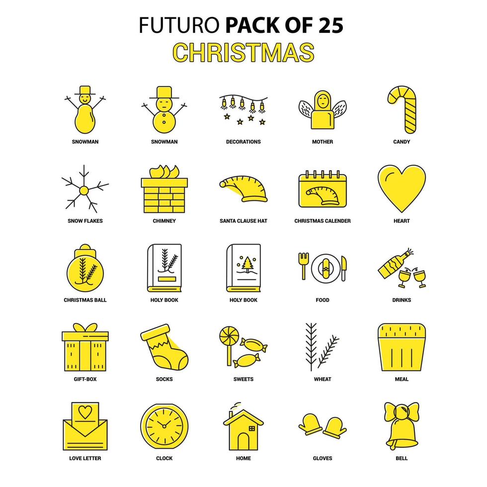 Christmas Icon Set Yellow Futuro Latest Design icon Pack vector
