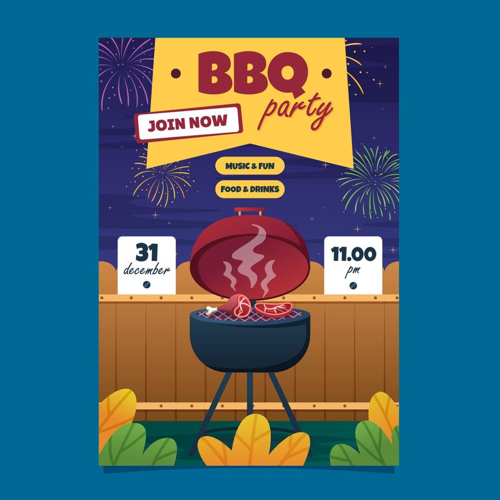 Poster Template of Barbecue New Year Party vector