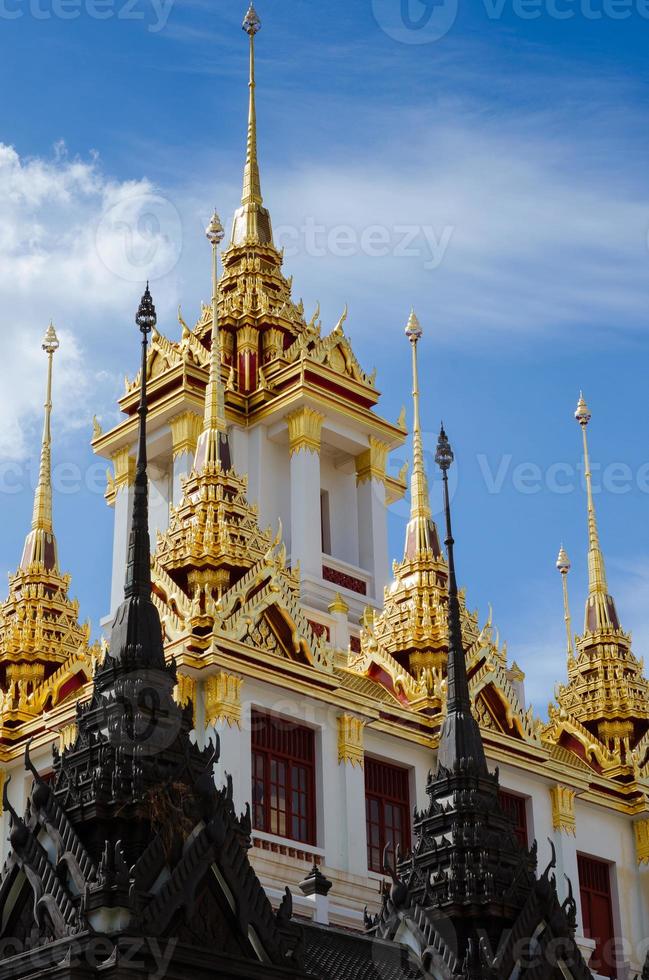 Scenery of Loha Prasat or Metal Castle is World Heritage Site at Wat Ratchanaddaram at Bangkok of Thailand photo