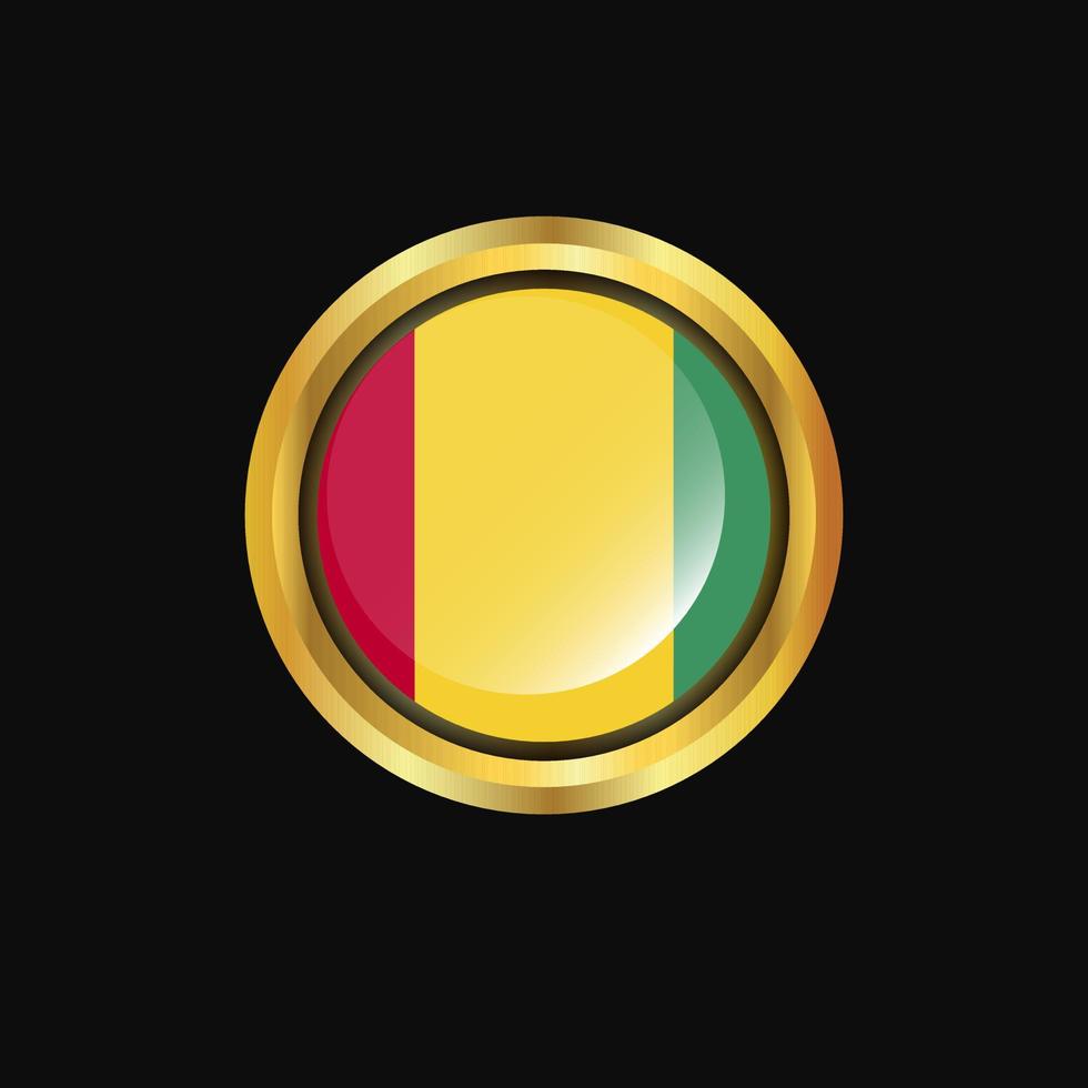 Guinea flag Golden button vector