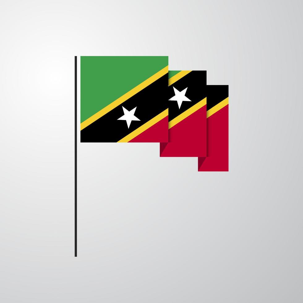 Saint Kitts and Nevis waving Flag creative background vector