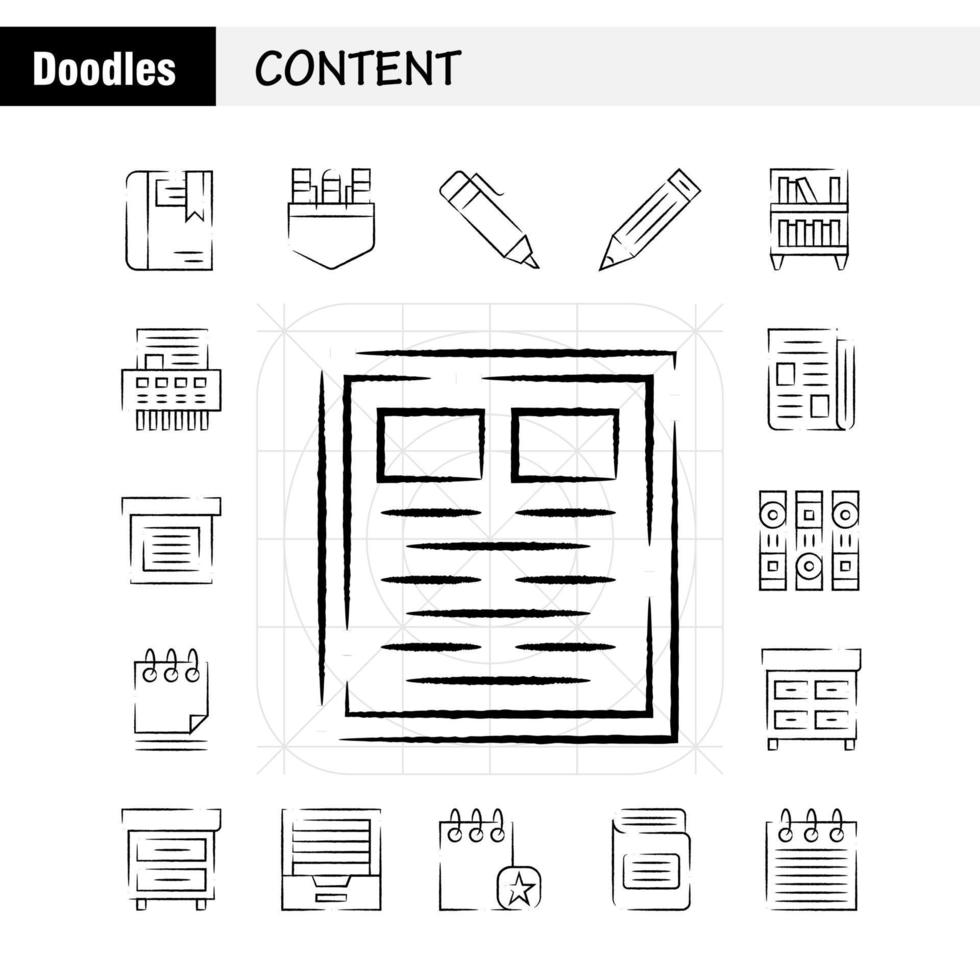 Content Hand Drawn Icon Pack For Designers And Developers Icons Of Book Book Mark Content Content Pens Pocket Content Vector