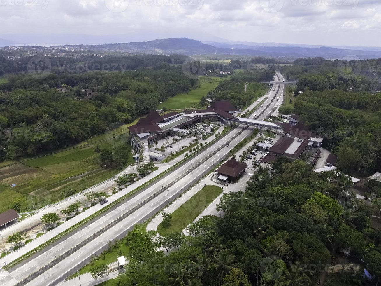 Aerial view of rest area of Pendopo 456 Salatiga. Semarang, Indonesia - October 2022. photo