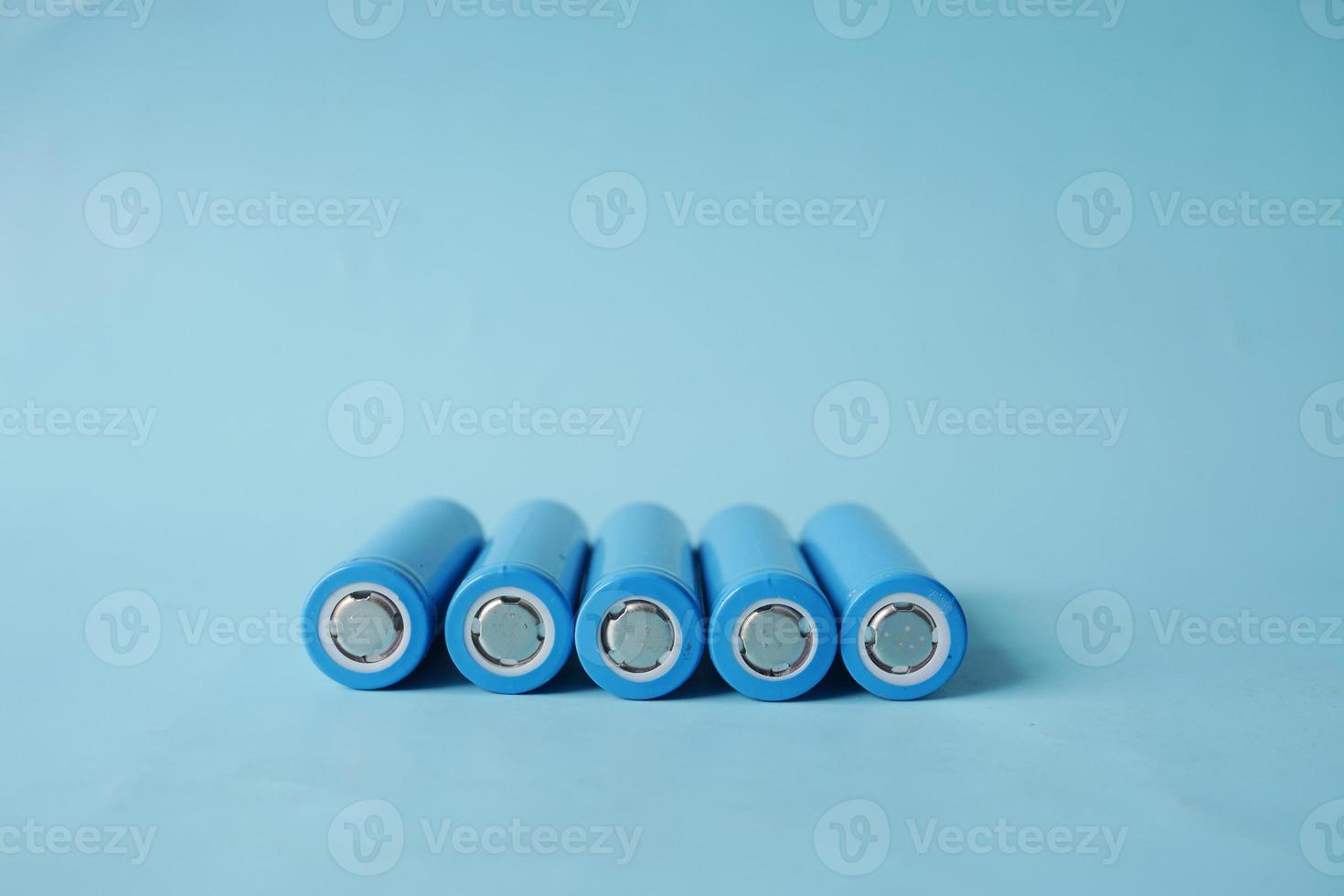 close up of Batteries on blue background photo